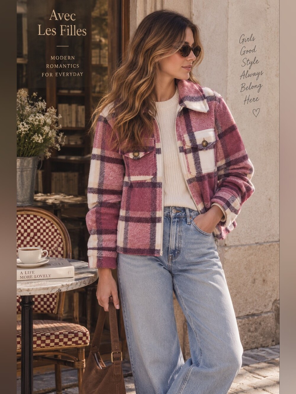 ANTHROPOLOGIE AVEC LES FILLES Womens New Jacket Zip Pocket MEDIUM Plaid Fleece